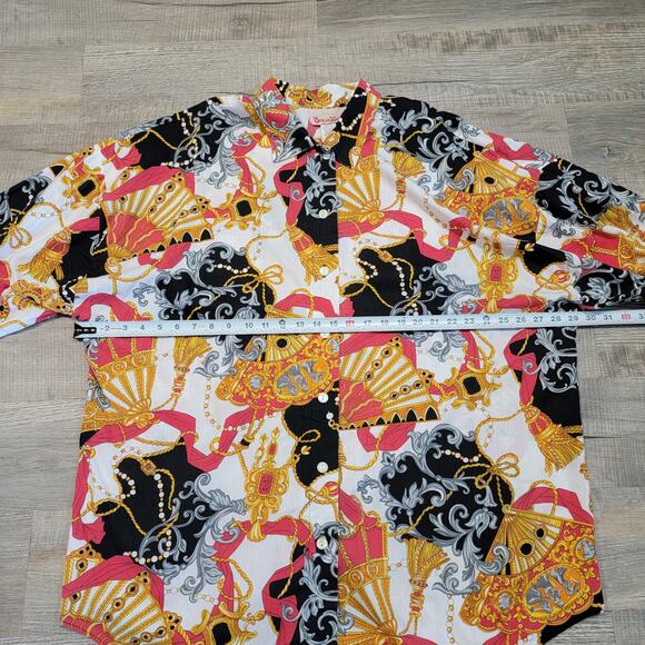 Erica Ltd Vintage Luxury AOP Button Up Plus Size 26W Long Tunic Length Poplin - Picture 5 of 5